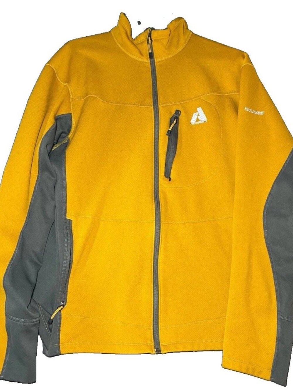 Eddie Bauer High Route Fleece Mens L Yellow Full Zip Pullover Grid Outdoor